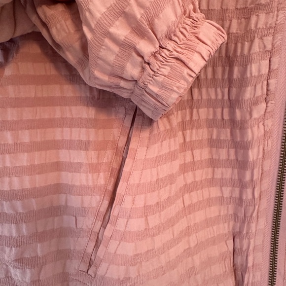 Vintage 80's EVR Pink Silk Striped Oversized Full Zip Sports Bomber Jacket M - Picture 6 of 10